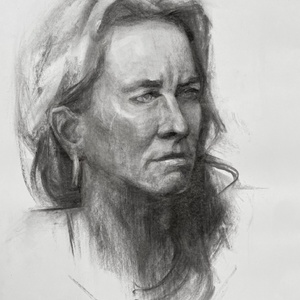 Charcoal on paper, live model drawing, private collection