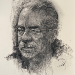 Charcoal on tinted paper, live model drawing, private collection