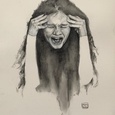 De schreeuw the scream, drawing graphite, chalk and pan pastel 2020 Maud Masselink, available