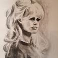 Brigitte Bardot, charcoal drawing 2019 Maud Masselink