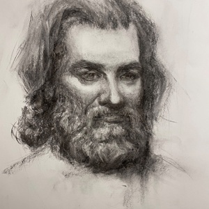 Charcoal on paper, live model drawing, available