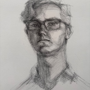 Charcoalpencil on paper.  Drawn from life. In a private collection